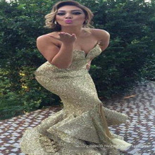 Turkish Gold Sequin Mermaid Formal Elegant Party Women Evening Dresses